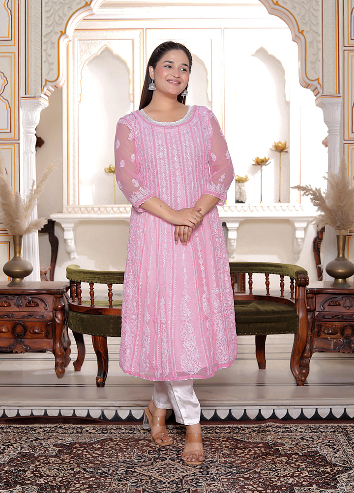 Gulabo Vicose Chikankari Anarkali
