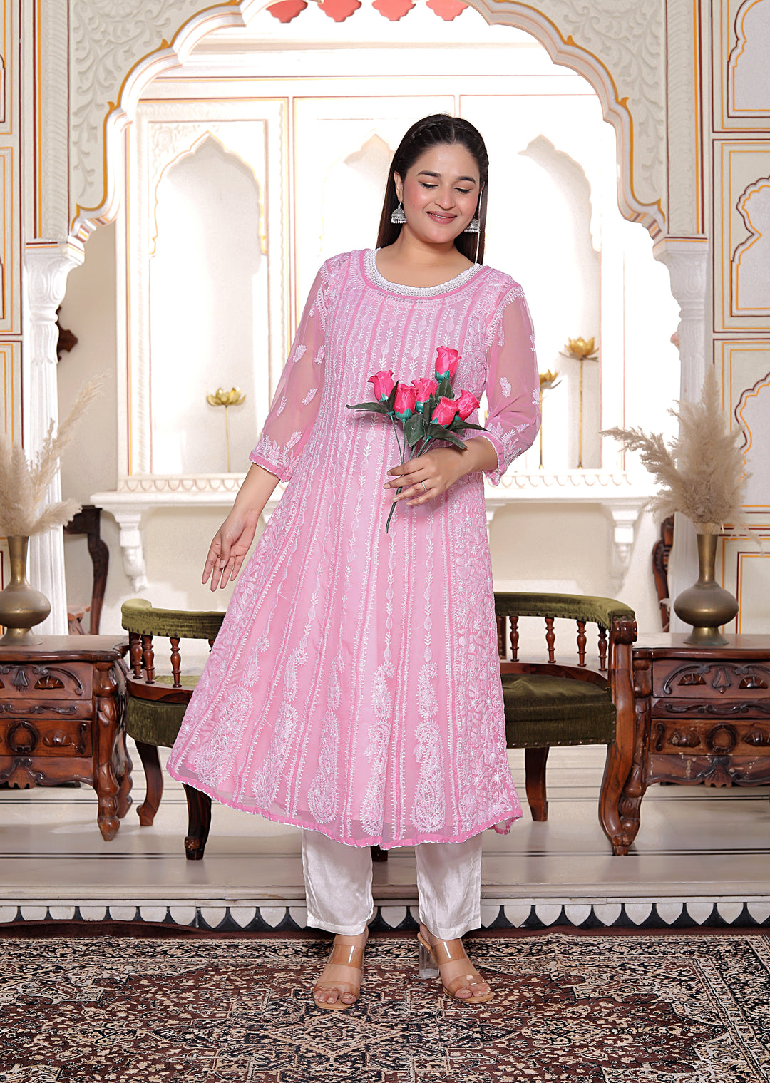 Gulabo Vicose Chikankari Anarkali