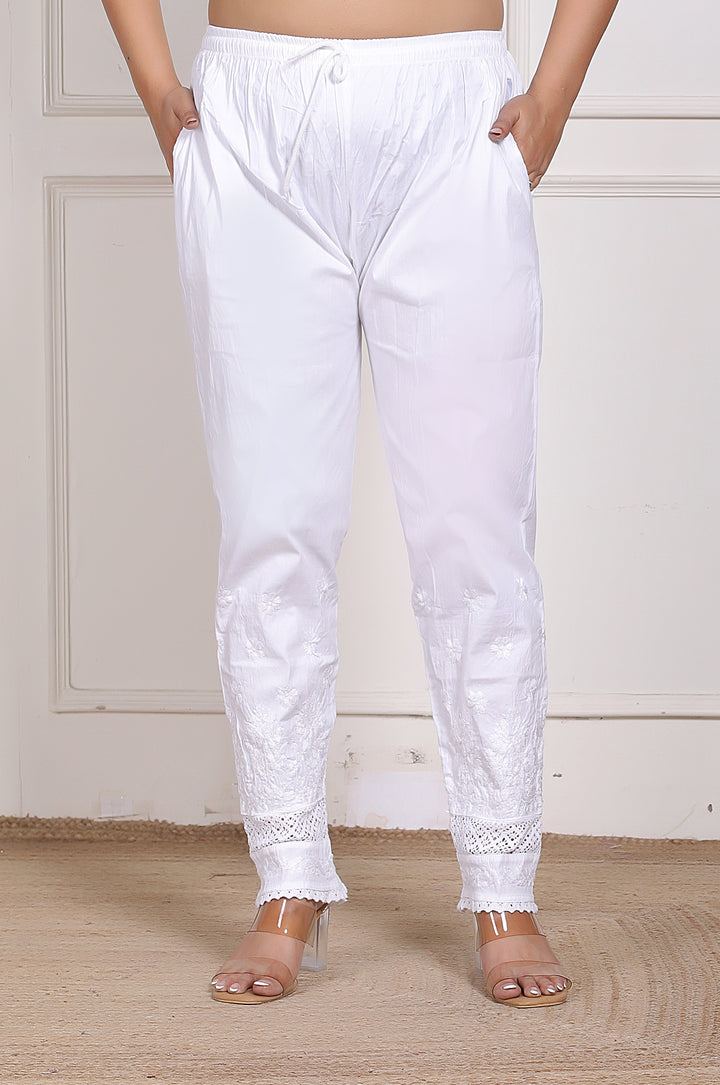 Cotton Chikankari Lace Trouser