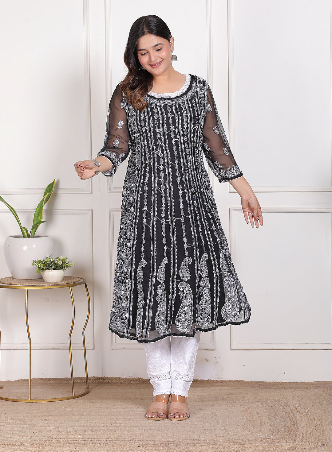 Gulabo Vicose Chikankari Anarkali