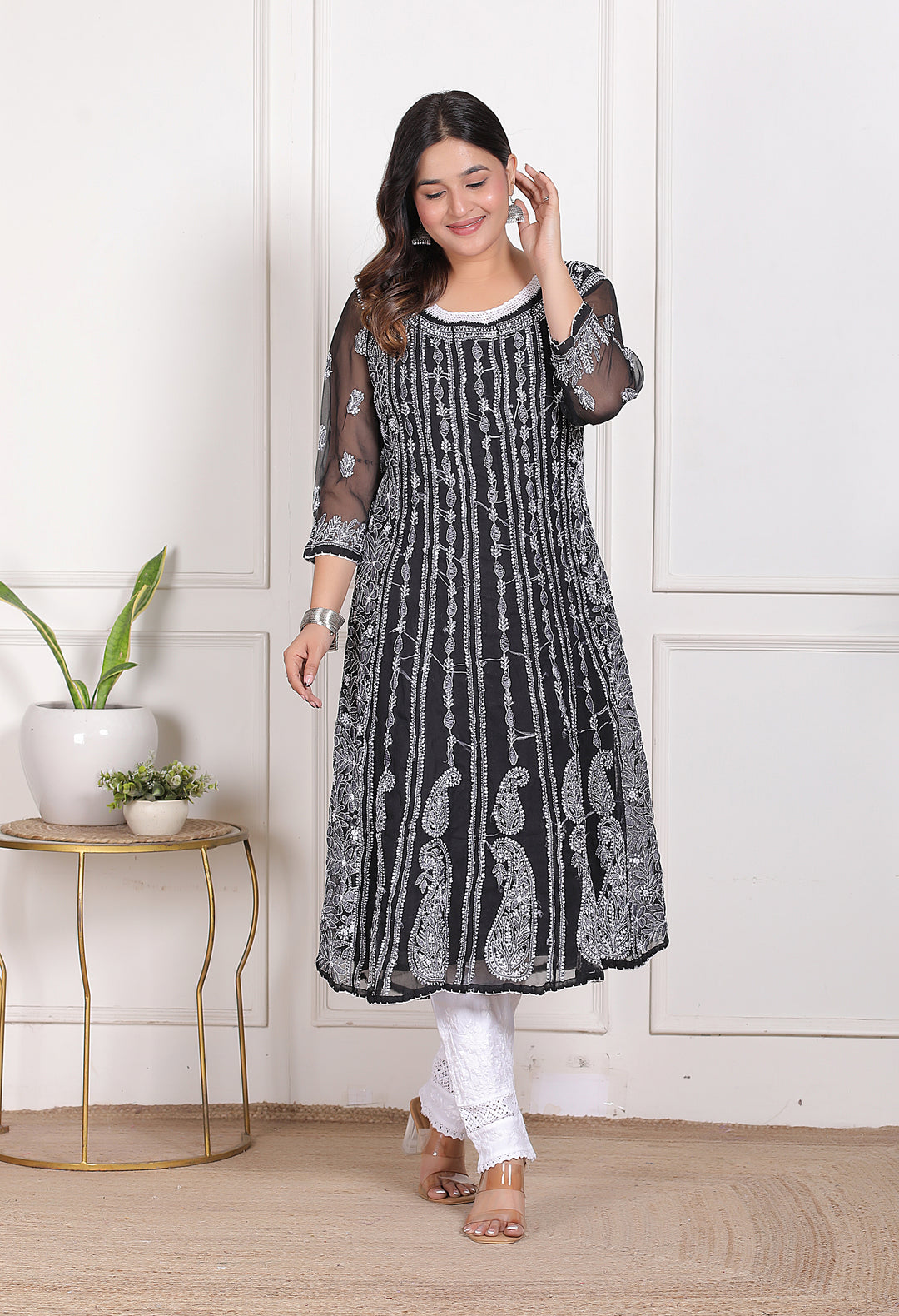 Gulabo Vicose Chikankari Anarkali