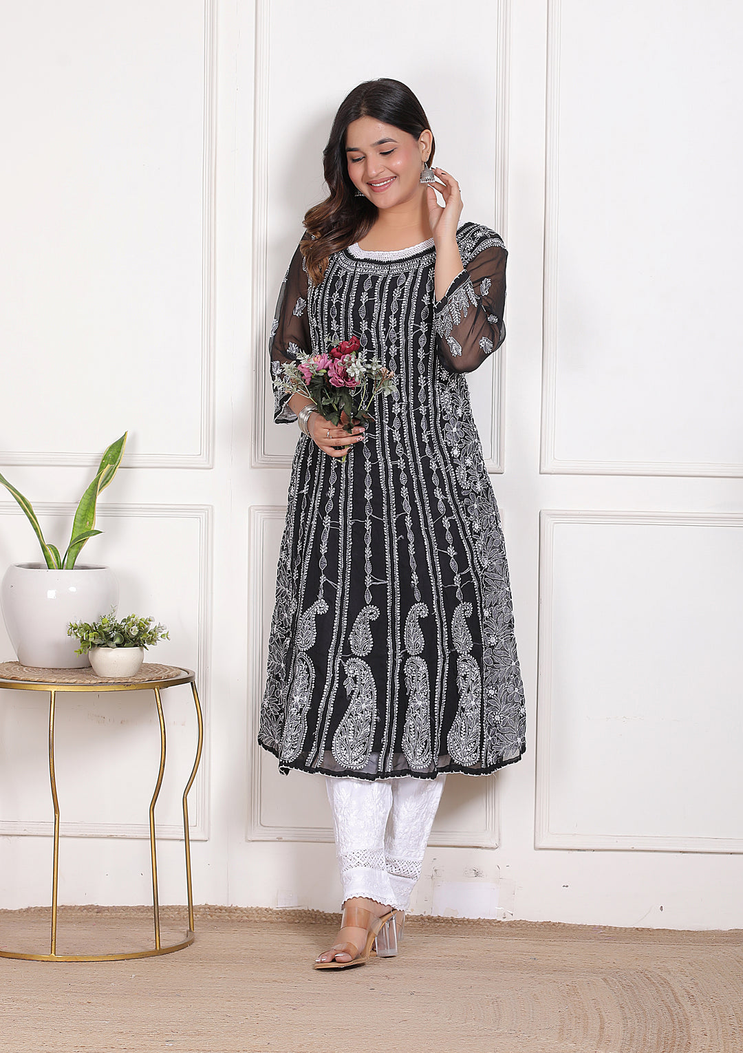 Gulabo Vicose Chikankari Anarkali