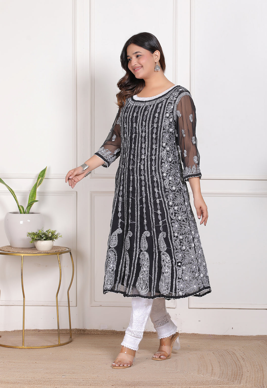 Gulabo Vicose Chikankari Anarkali