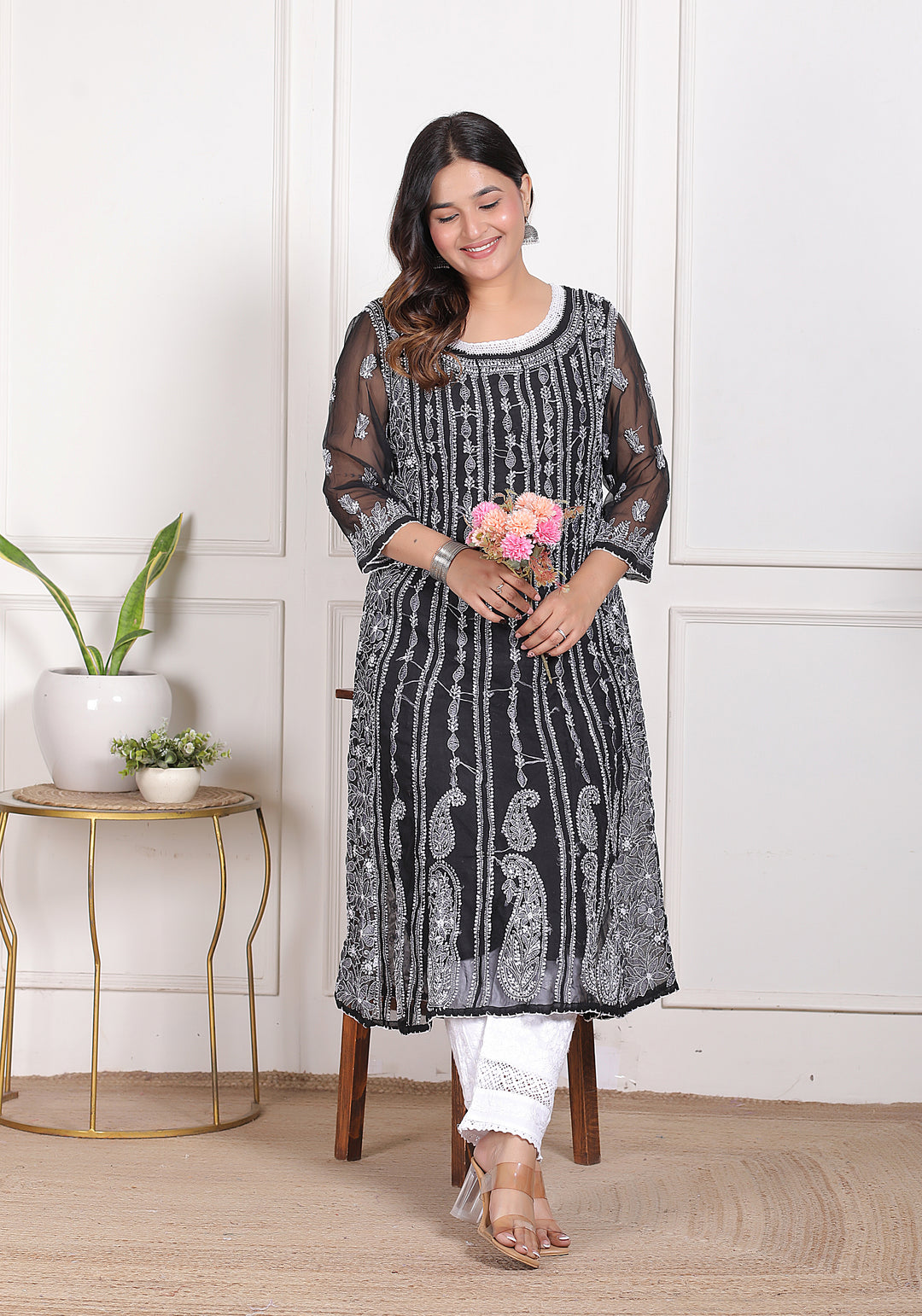 Gulabo Vicose Chikankari Anarkali