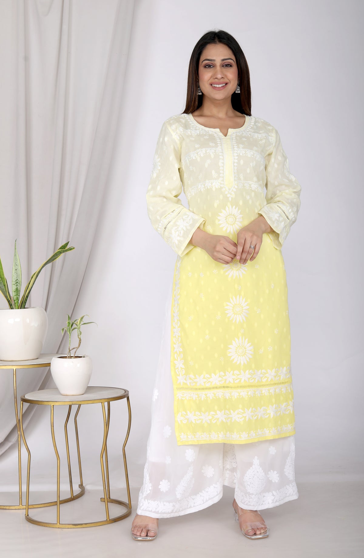 Parveen Cotton Chikankari Long Kurti
