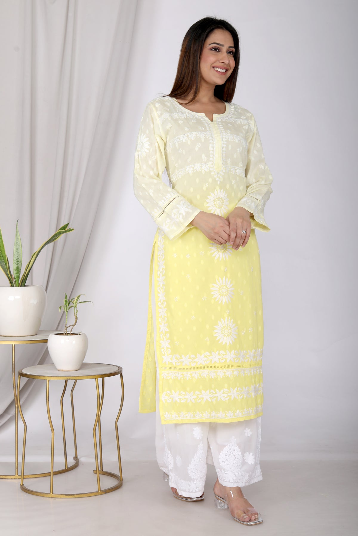Parveen Cotton Chikankari Long Kurti