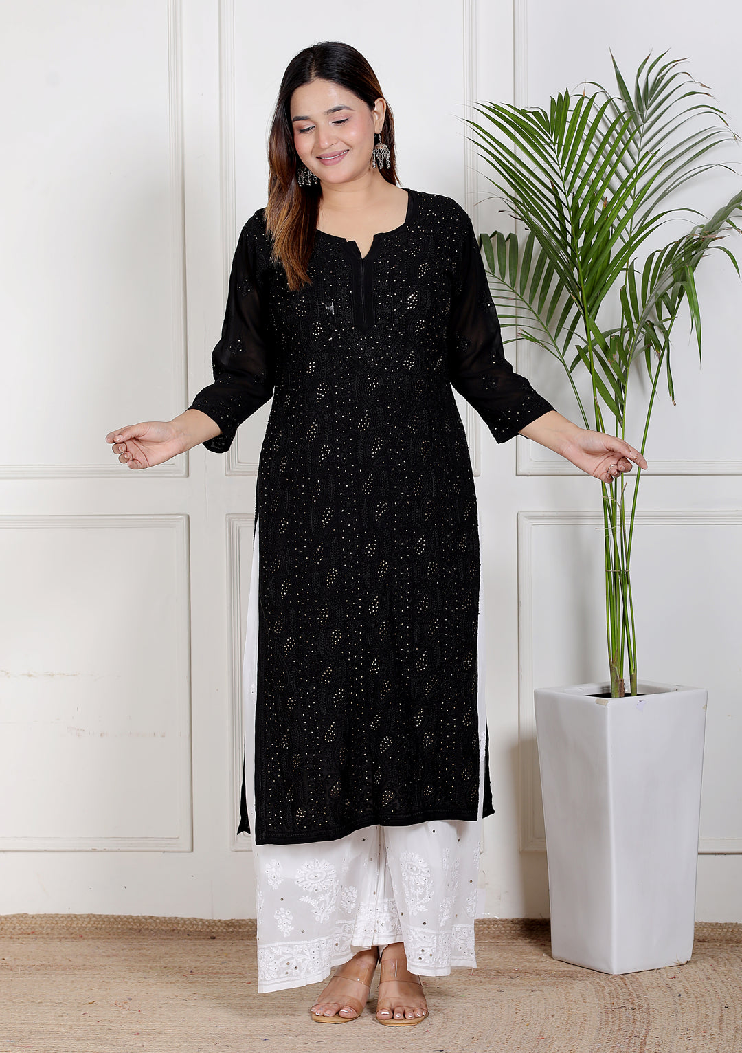 Nora chikankari viscose Long Kurti