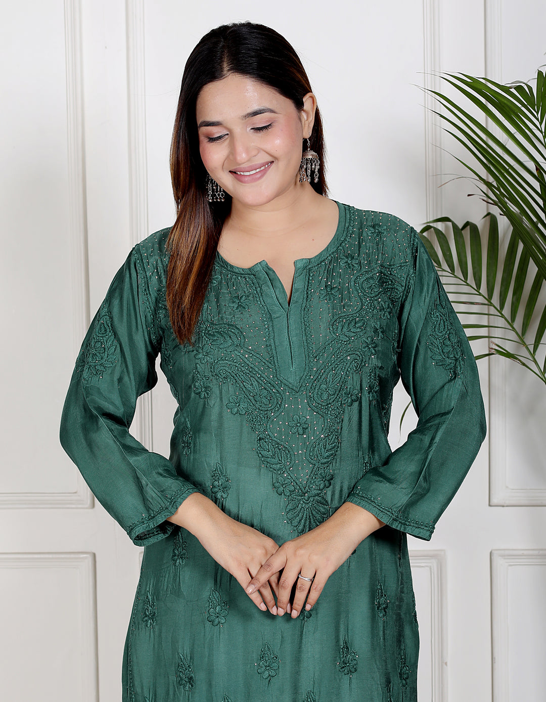 Chikankari Muslin Mukaish Long Kurti