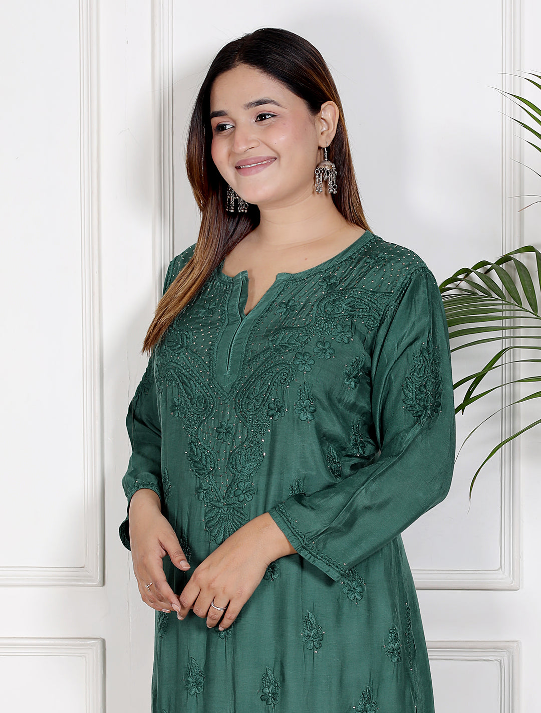 Chikankari Muslin Mukaish Long Kurti