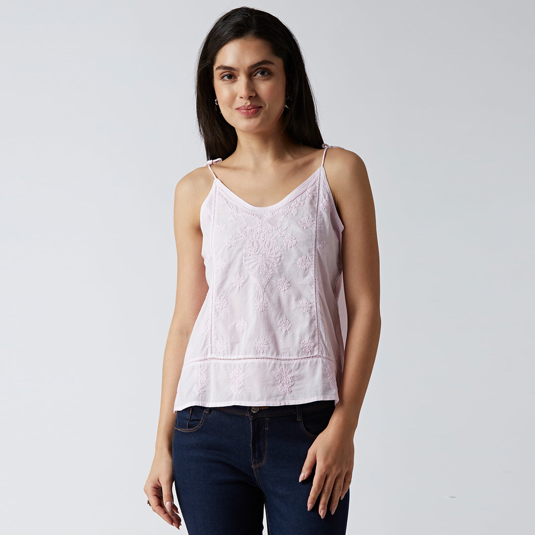 GENZ CUTE CHIKANKARI SHORT TOP