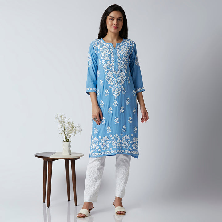 NEHA MODAL CHIKANKARI LONG KURTI