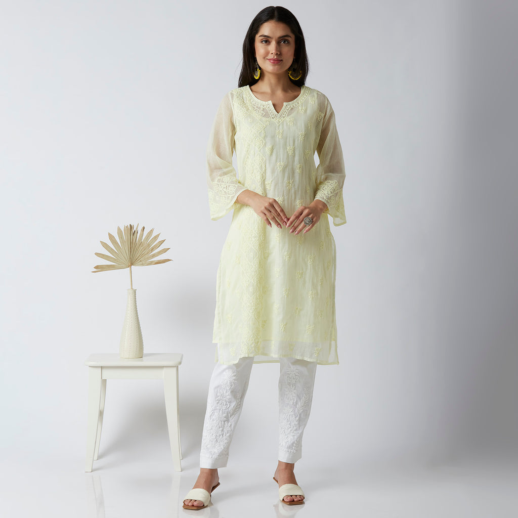 Najma Kota Doriya Chikankari Long Kurti