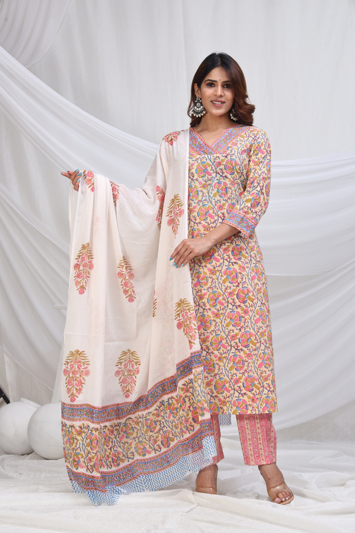 NISHA COTTON PRINTED DUPATTA SET