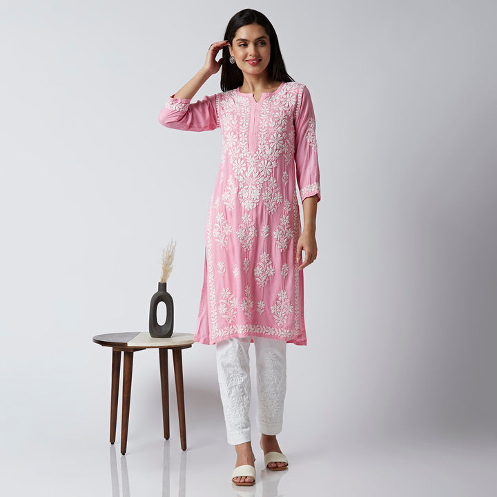 NEHA MODAL CHIKANKARI LONG KURTI