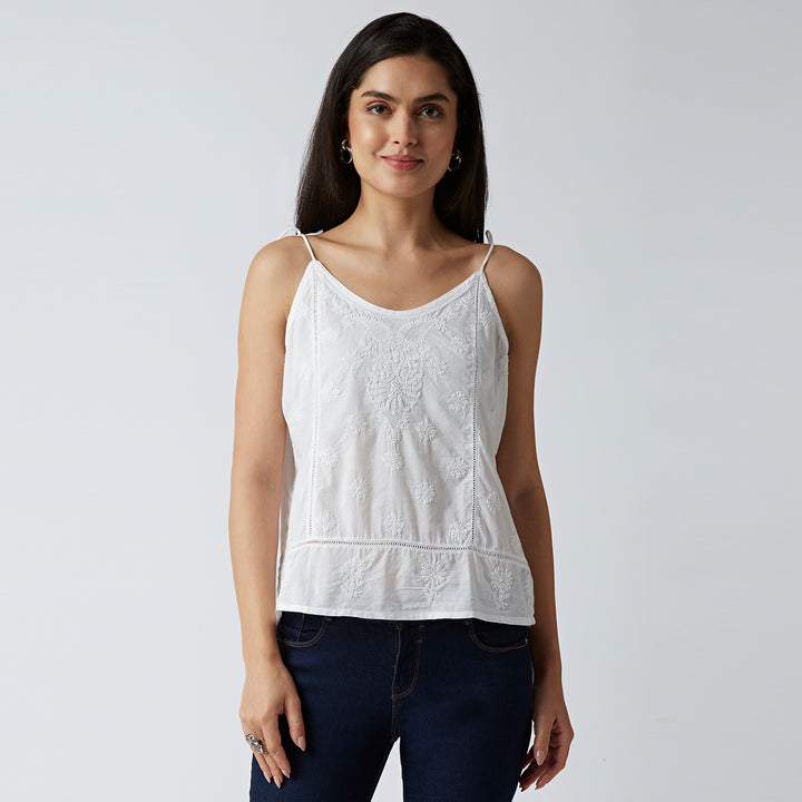 GENZ CUTE CHIKANKARI SHORT TOP