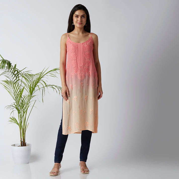 ANAIRA CREPE CHIKANKARI SPAGHETTI KURTI