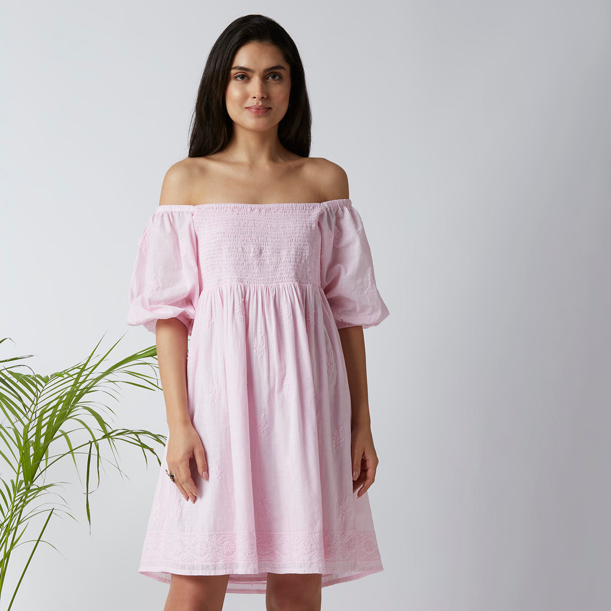 Blooming Beauty Chikankari Smocking Dress