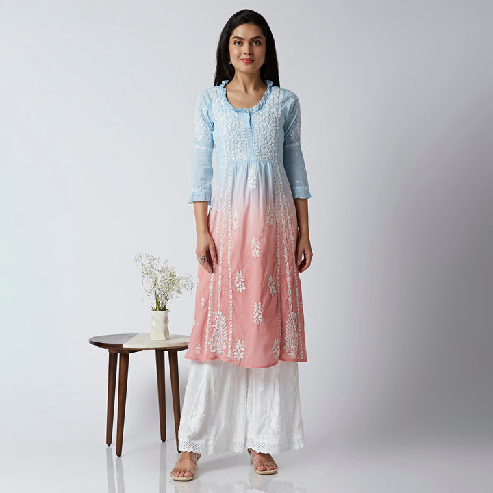 FARIA MUL COTTON CHIKANKARI NYRA KURTI