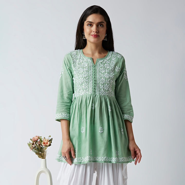 LUCIA COTTON CHIKANKARI SHORT KURTI