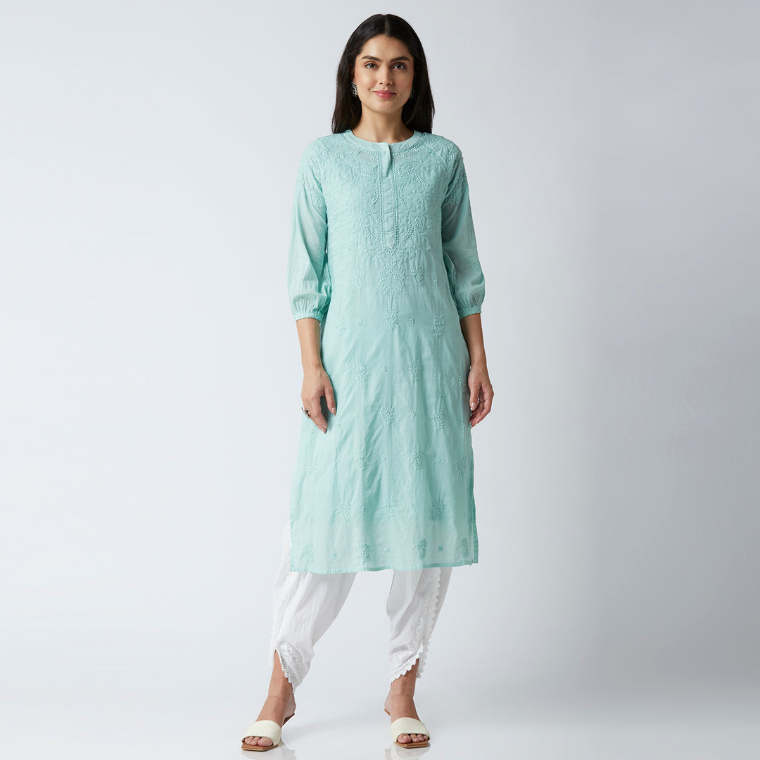 FAZEEN COTTON CHIKANKARI KURTI