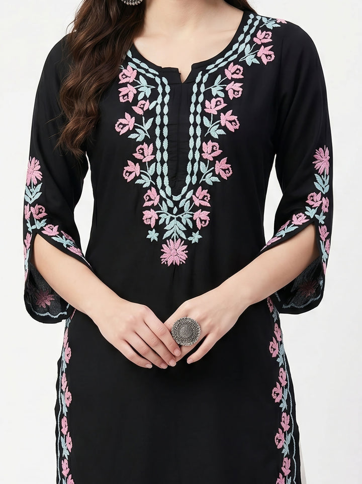 Delnaz Rayon Chikankari Kurti