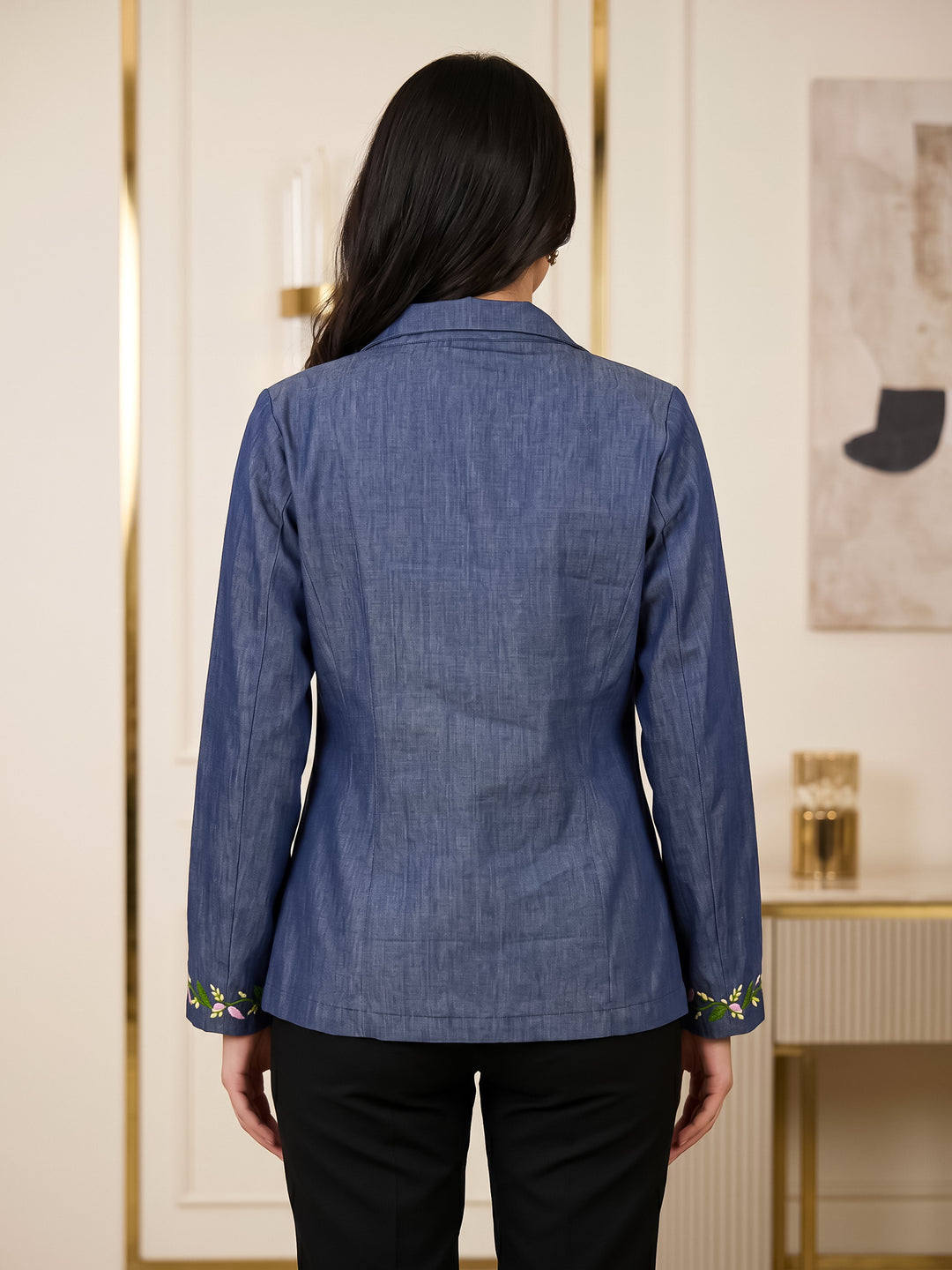Chikankari Denim Jacket