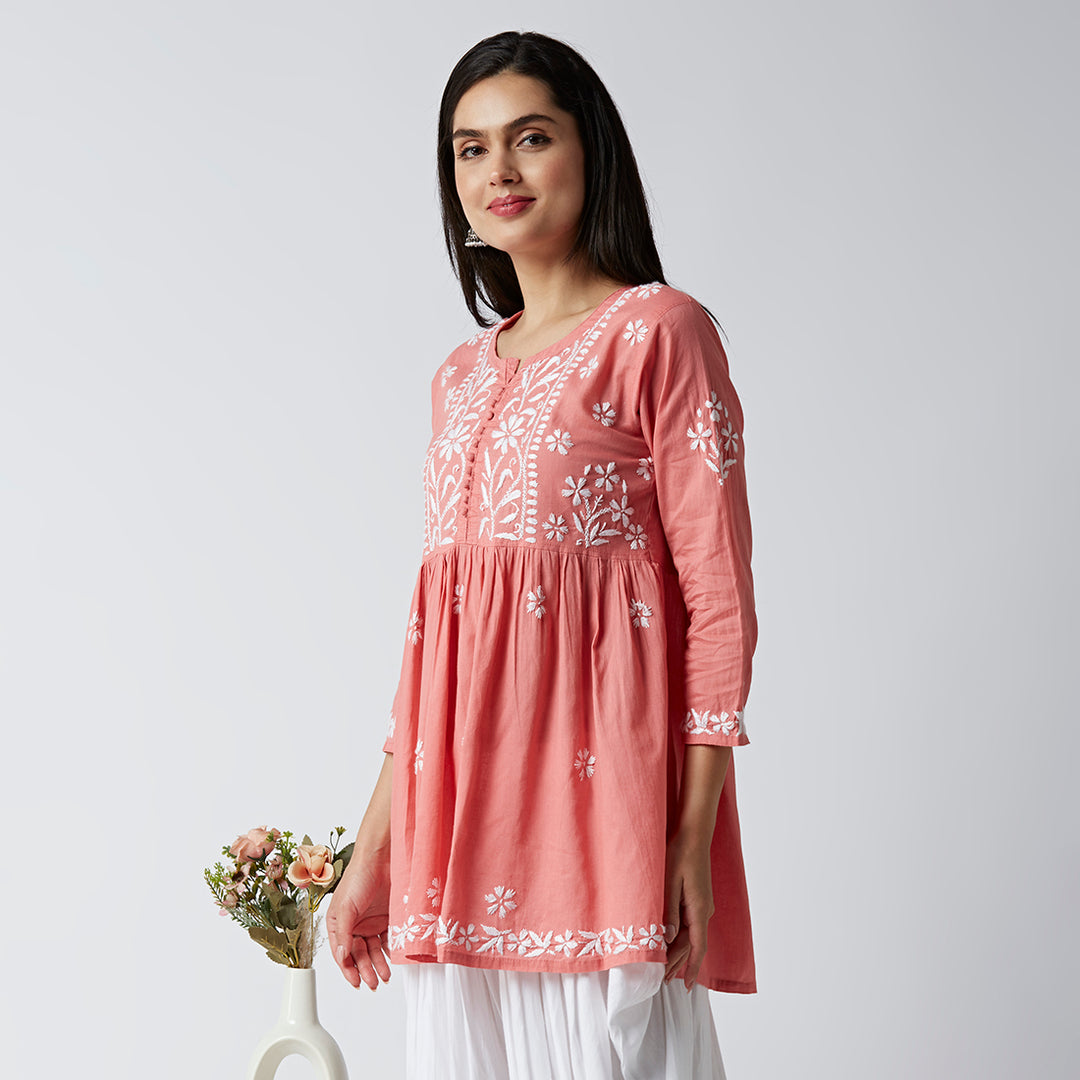 LUCIA COTTON CHIKANKARI SHORT KURTI