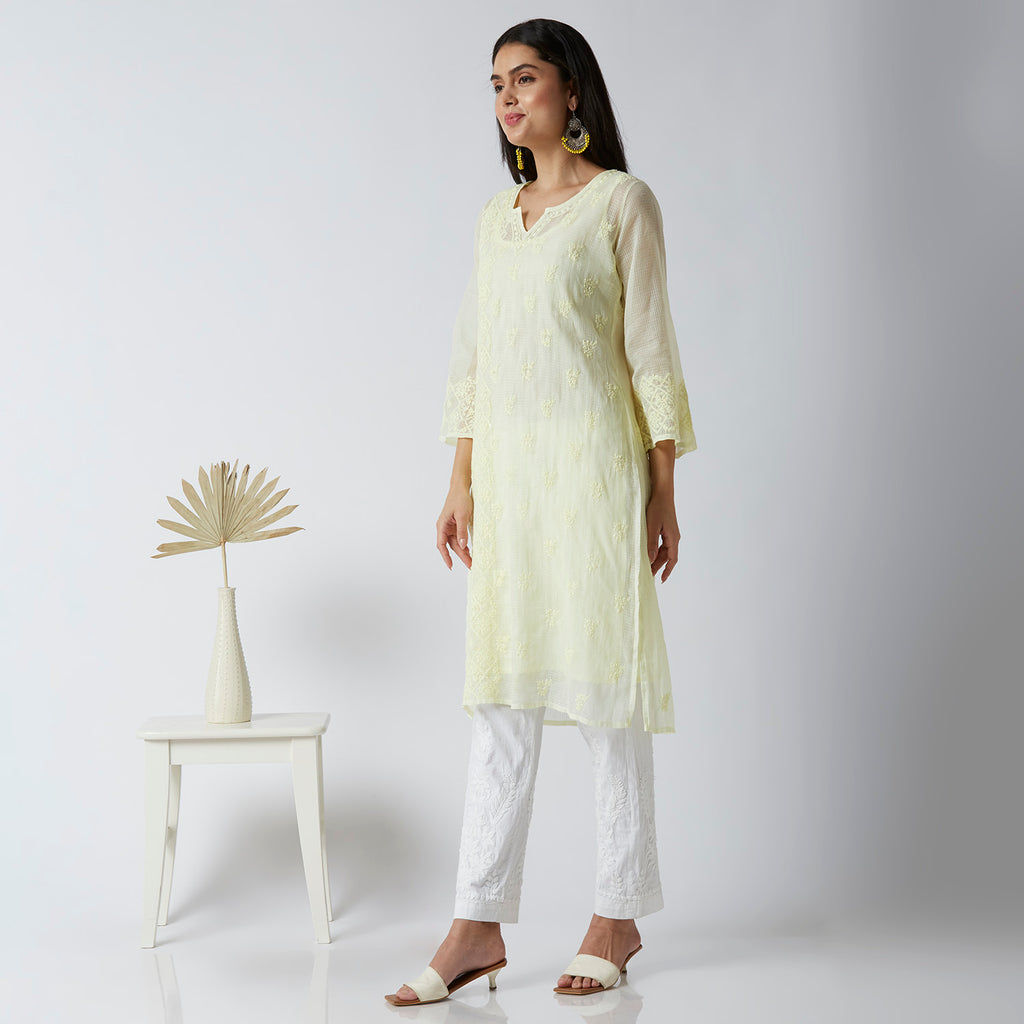 Najma Kota Doriya Chikankari Long Kurti