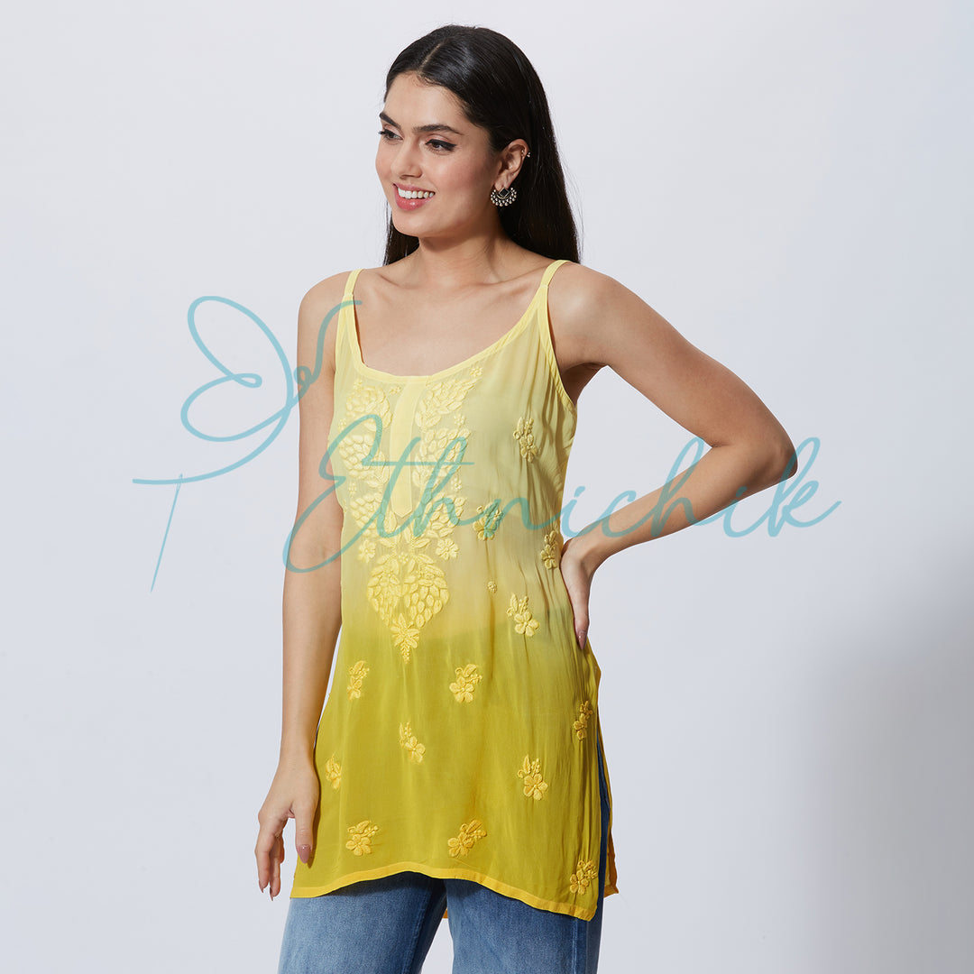 ELIANA GEORGETTE CHIKANKARI SPAGHETTI SHORT TOP