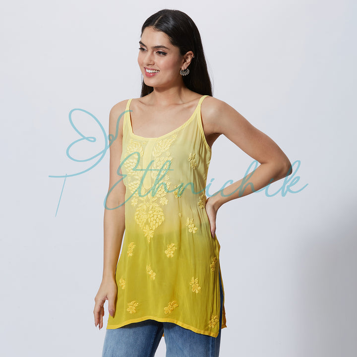 ELIANA GEORGETTE CHIKANKARI SPAGHETTI SHORT TOP