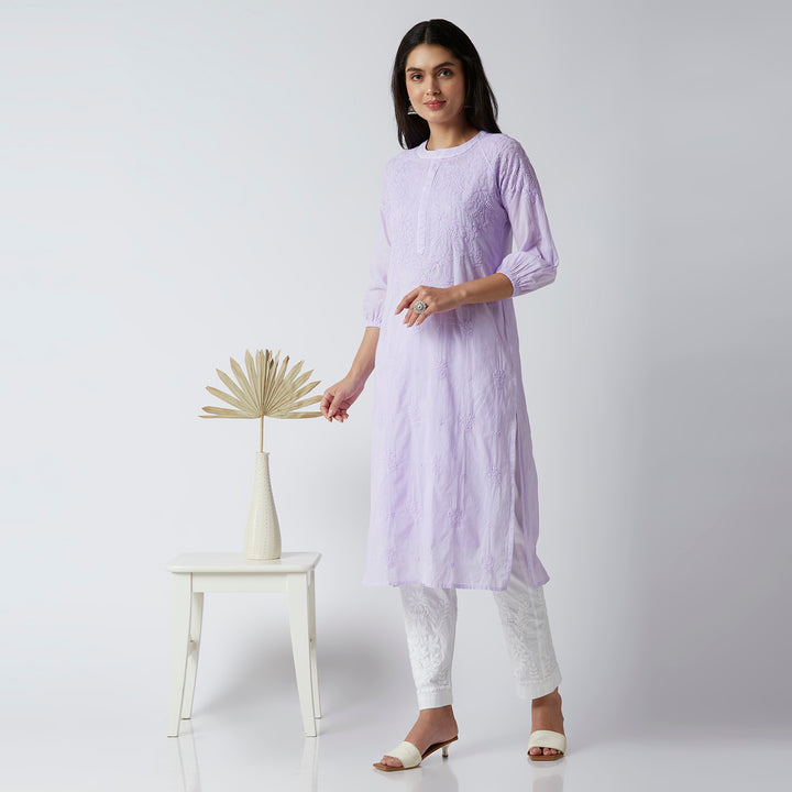 FAZEEN COTTON CHIKANKARI KURTI