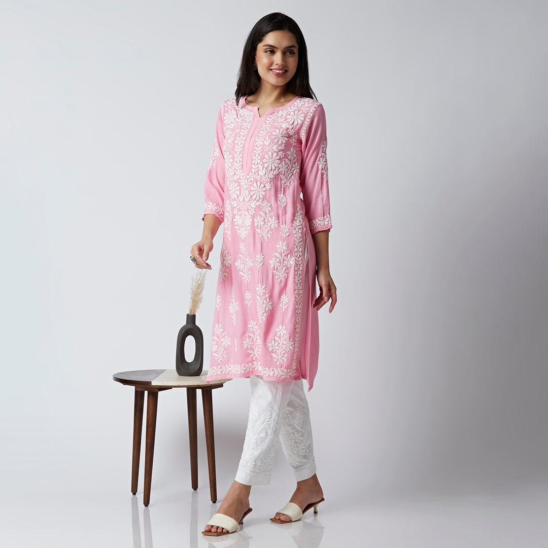 NEHA MODAL CHIKANKARI LONG KURTI