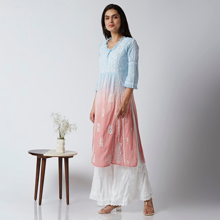 FARIA MUL COTTON CHIKANKARI NYRA KURTI