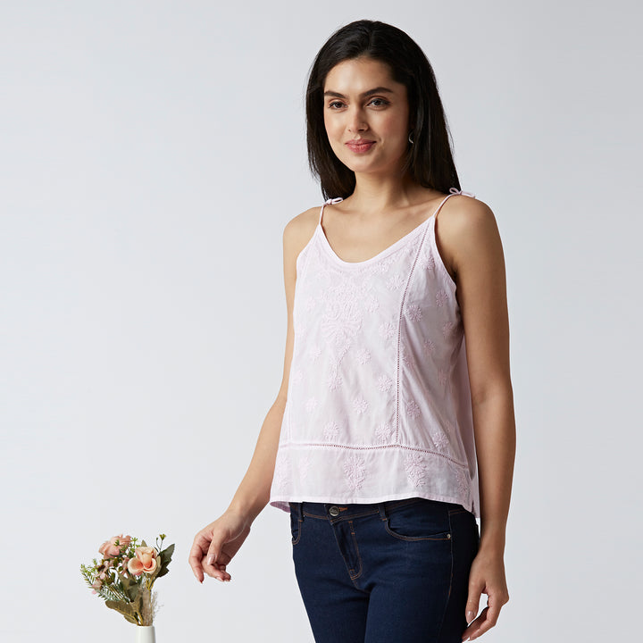 GENZ CUTE CHIKANKARI SHORT TOP