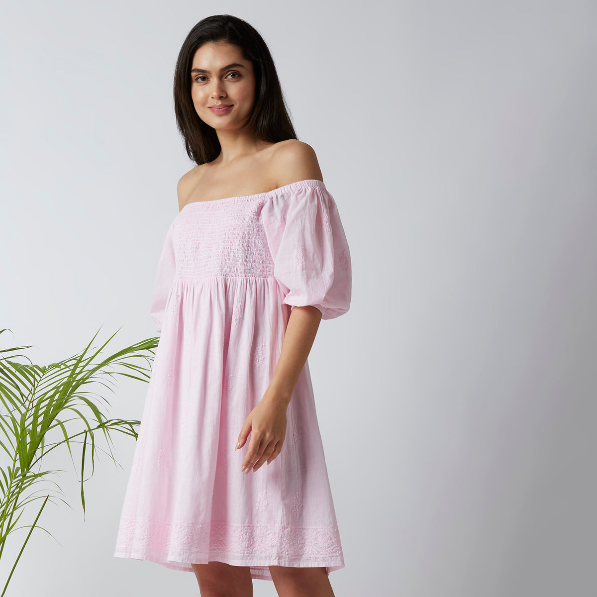 Blooming Beauty Chikankari Smocking Dress