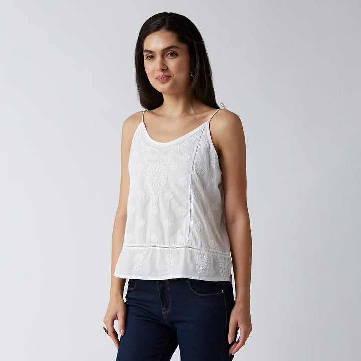 GENZ CUTE CHIKANKARI SHORT TOP