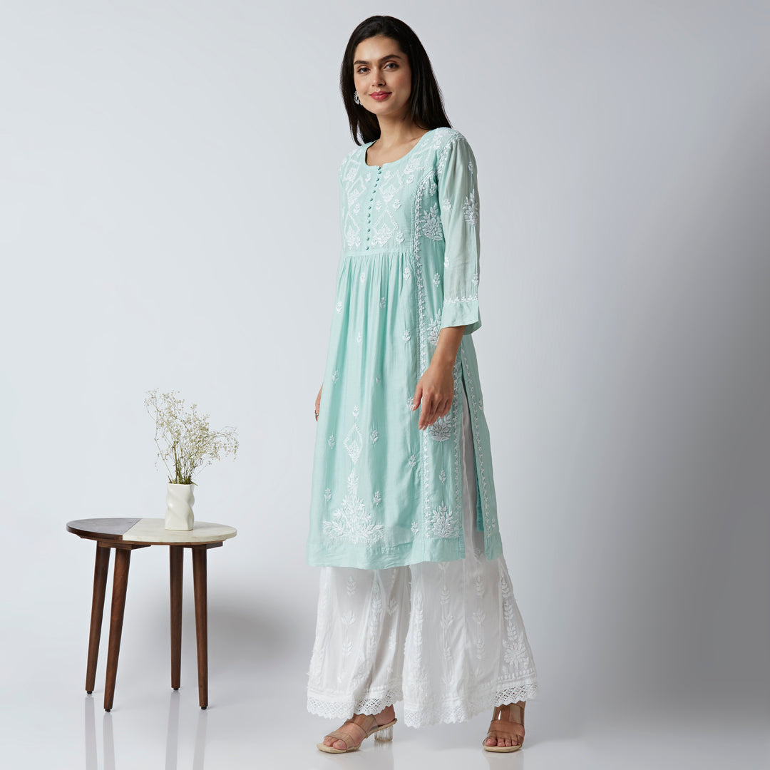 HEBA CHANDERI LONG KURTI