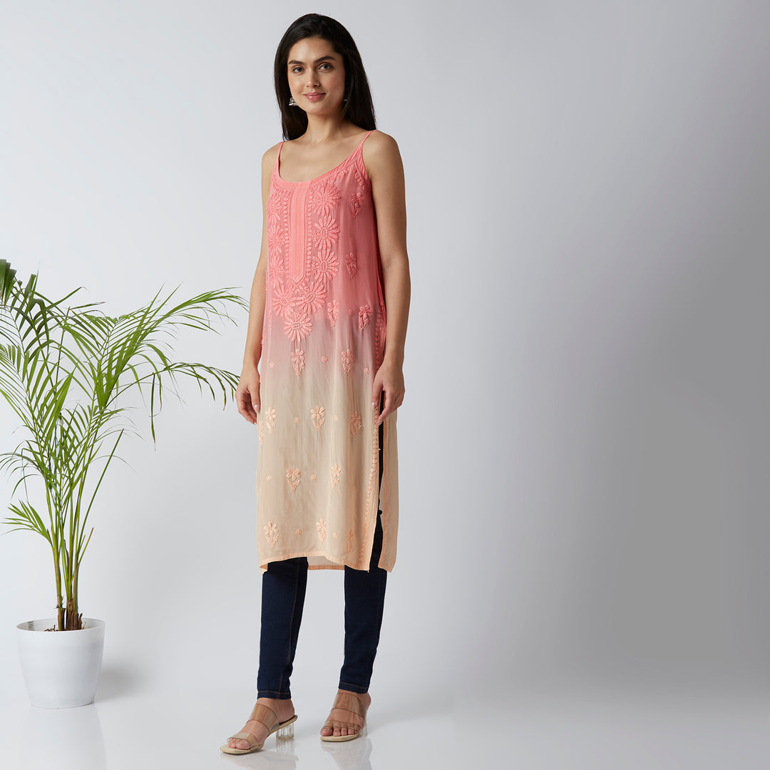 ANAIRA CREPE CHIKANKARI SPAGHETTI KURTI