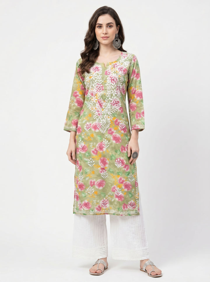 Rajni Printed Chikankari Long Kurti