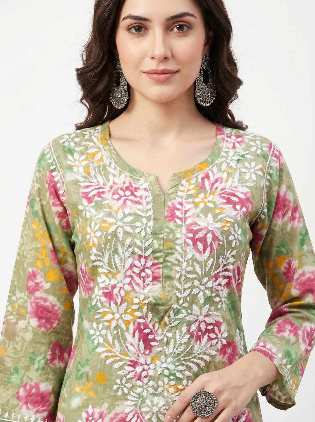 Rajni Printed Chikankari Long Kurti