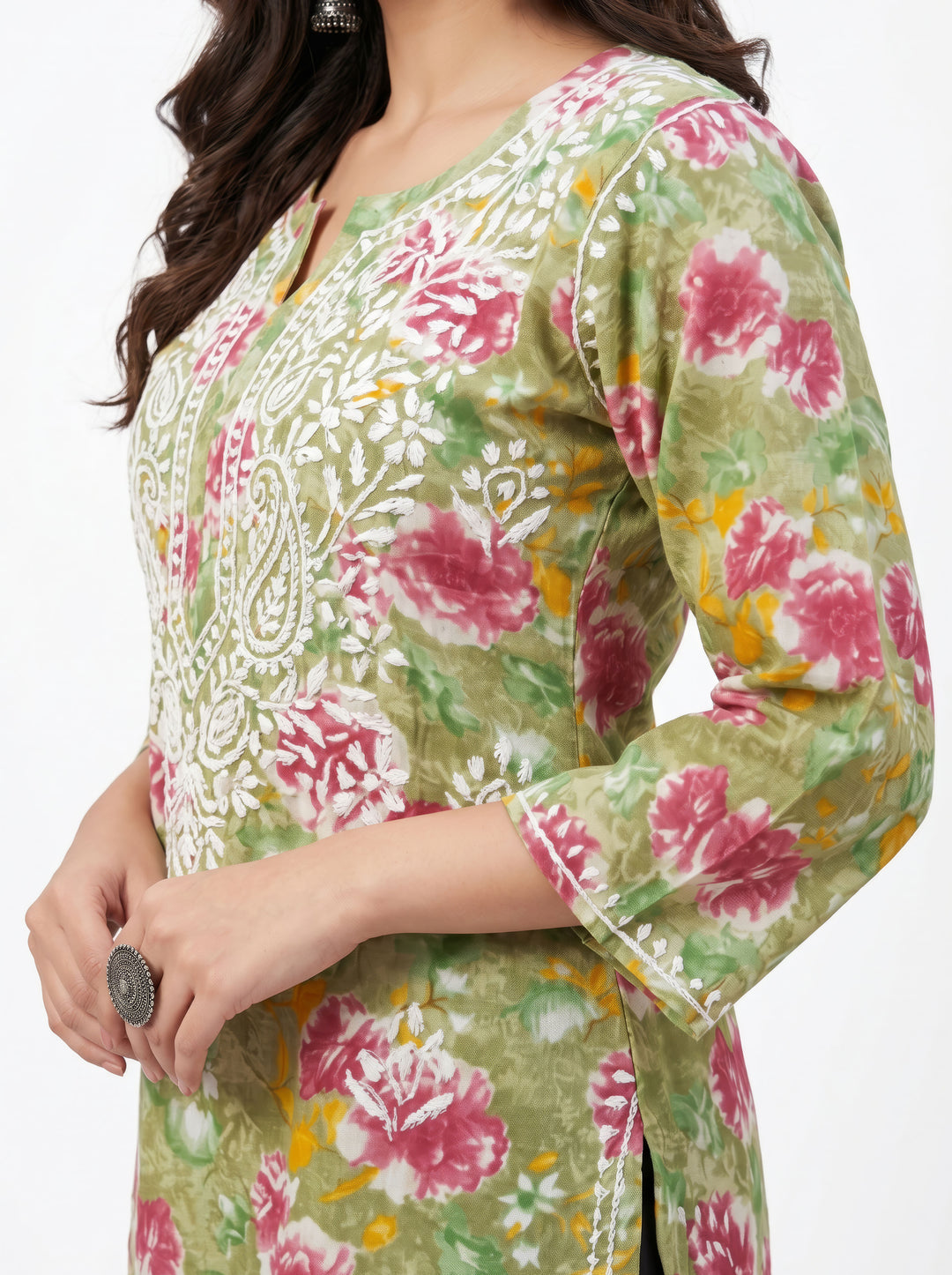 Rajni Printed Chikankari Long Kurti