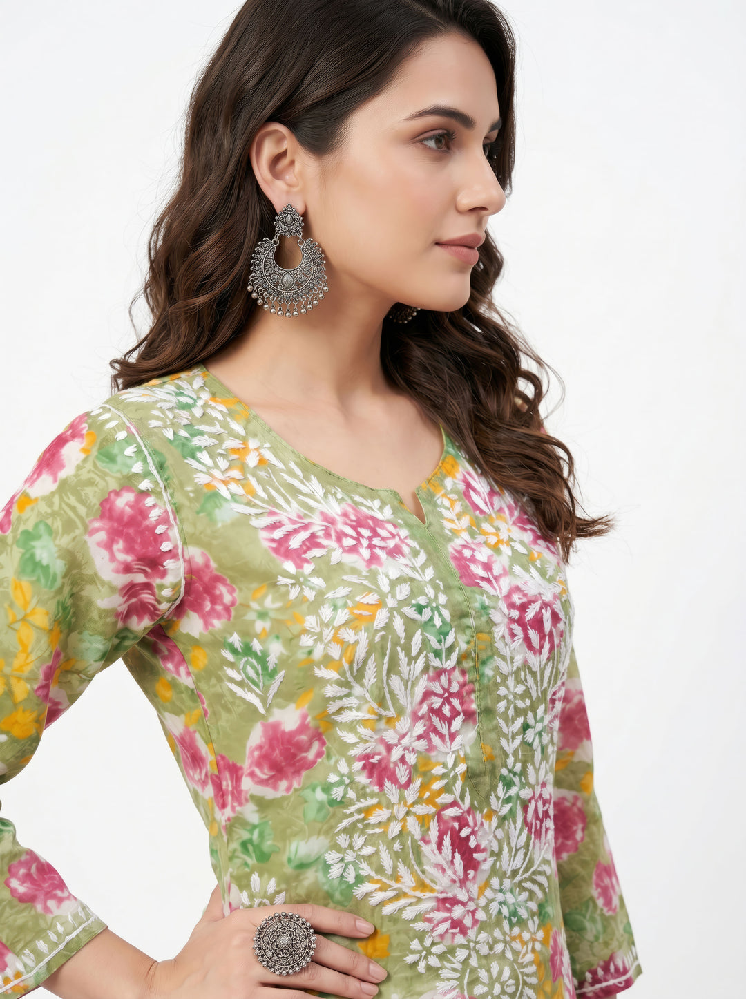 Rajni Printed Chikankari Long Kurti