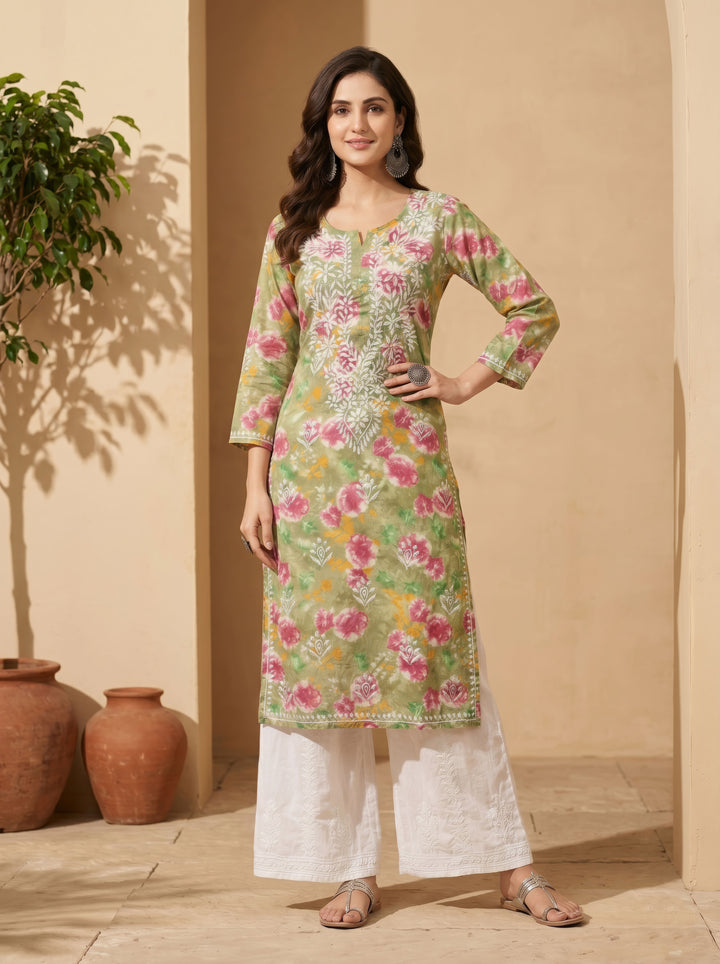 Rajni Printed Chikankari Long Kurti