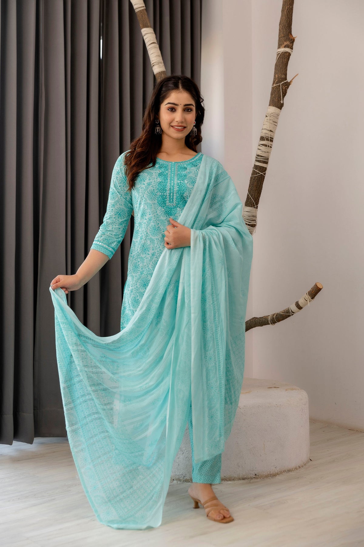 Aabha Cotton Printed Dupatta Set
