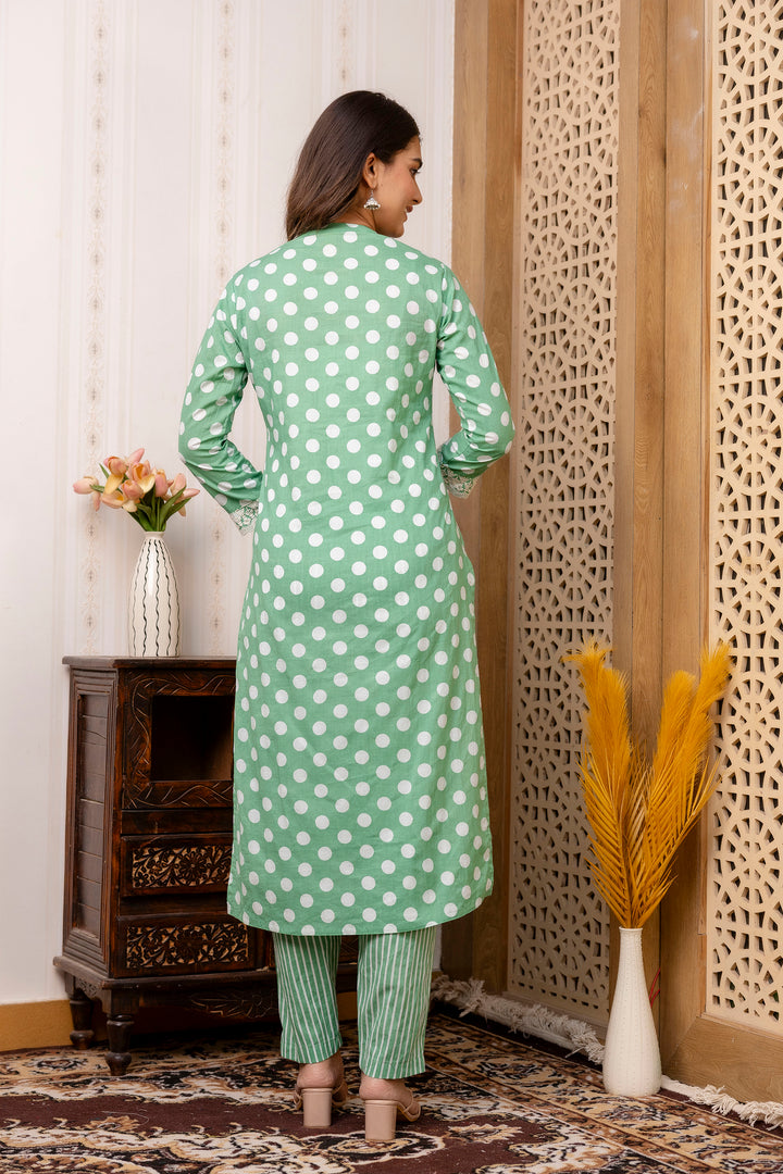 SANCHI COTTON POLKA DOT SET WITH DUPATTA