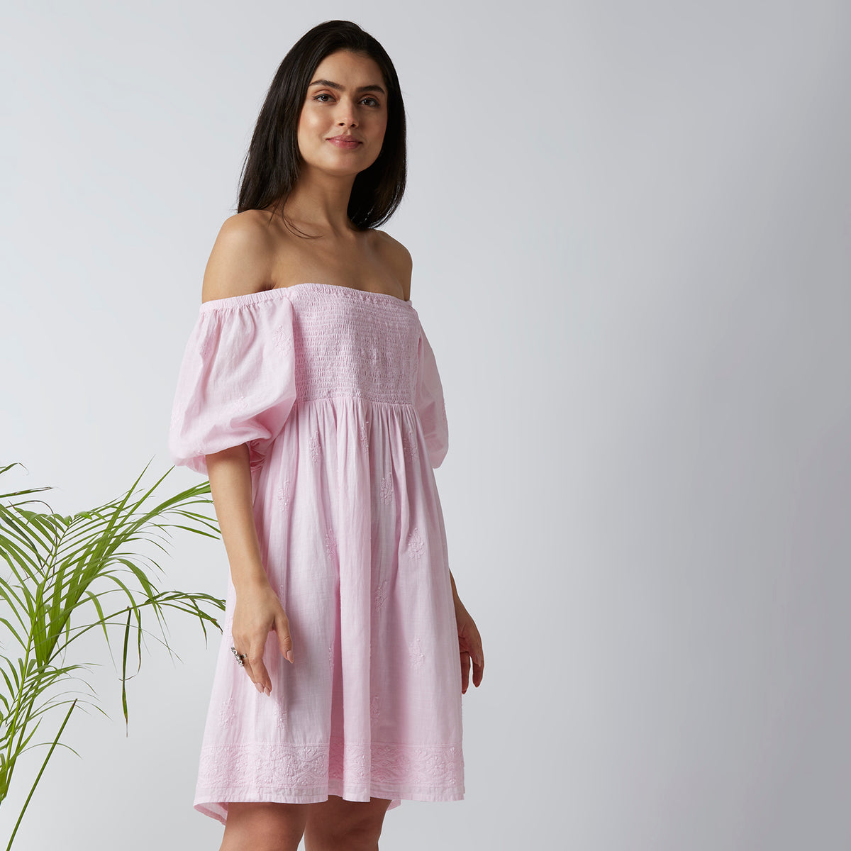 Blooming Beauty Chikankari Smocking Dress