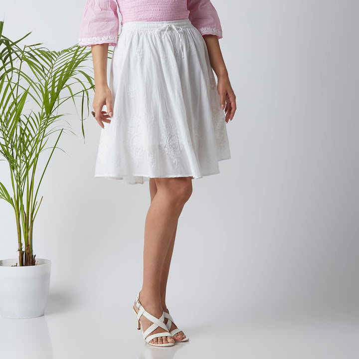 FEMININE CHARM COTTON CHIKANKARI SKIRT