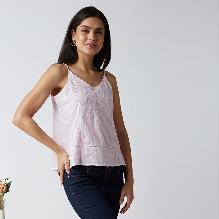 GENZ CUTE CHIKANKARI SHORT TOP