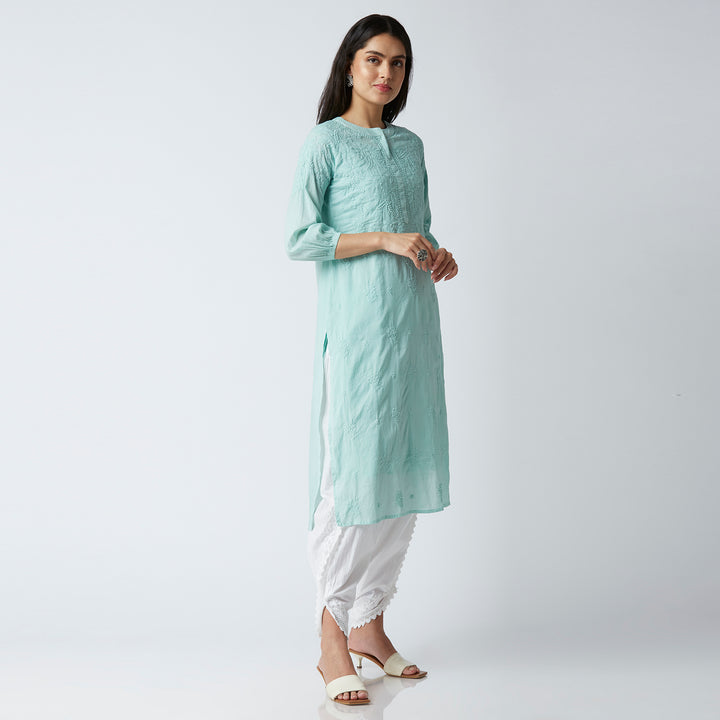 FAZEEN COTTON CHIKANKARI KURTI