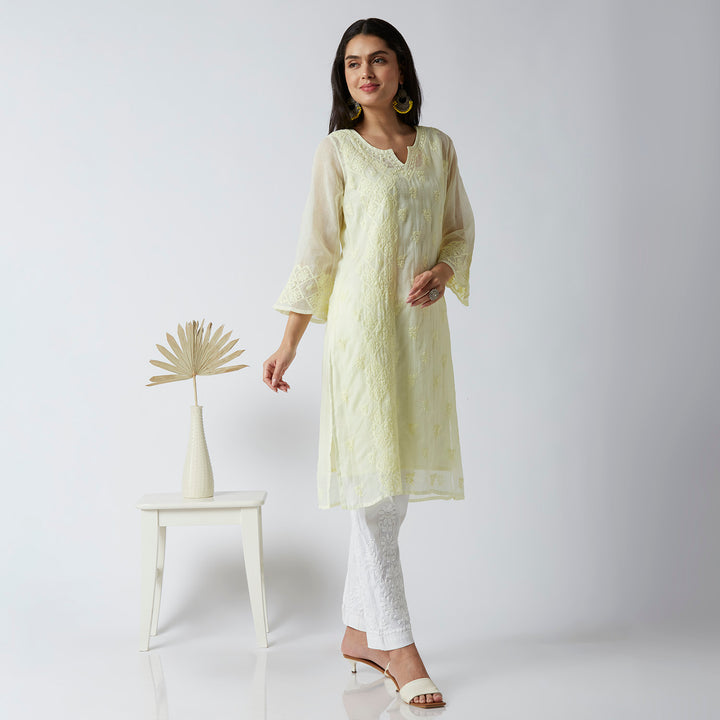 NAJMA KOTA DORIYA CHIKANKARI LONG KURTI